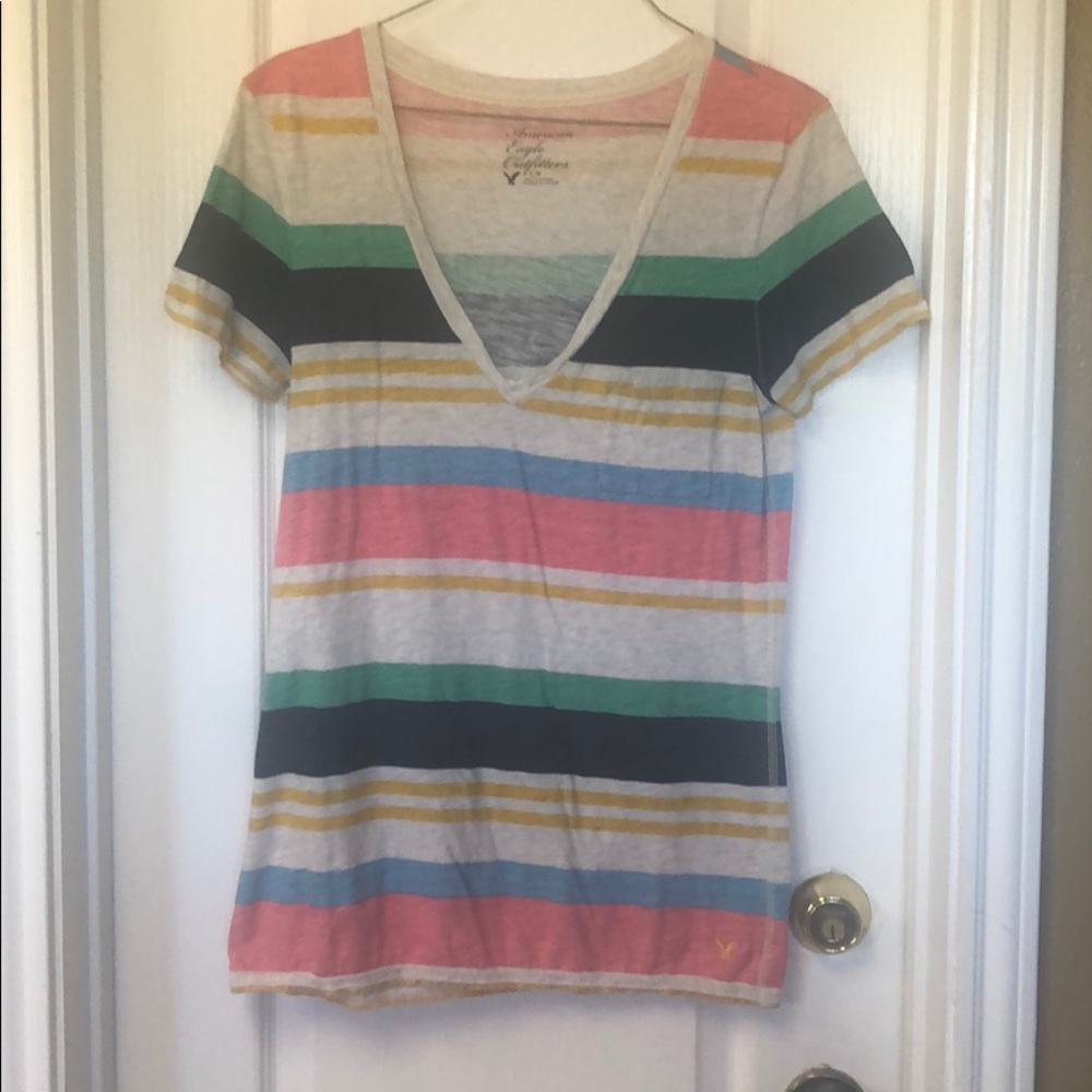 V Neck multi-colored T Shirt
